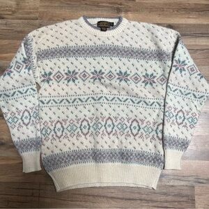 Eddie Bauer vintage wool blend sweater Nordic/Fair Isle/geometric pattern